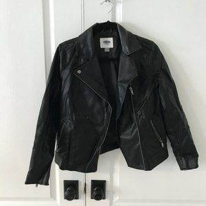 Old Navy Black Leather Jacket in Size Small